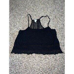 Forever 21 black crop tank top size medium